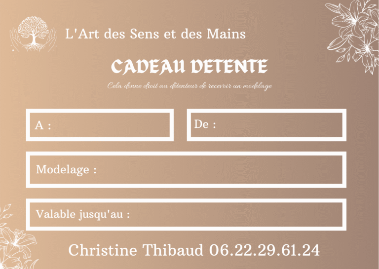 Carte cadeau massage bien être gond pontouvre