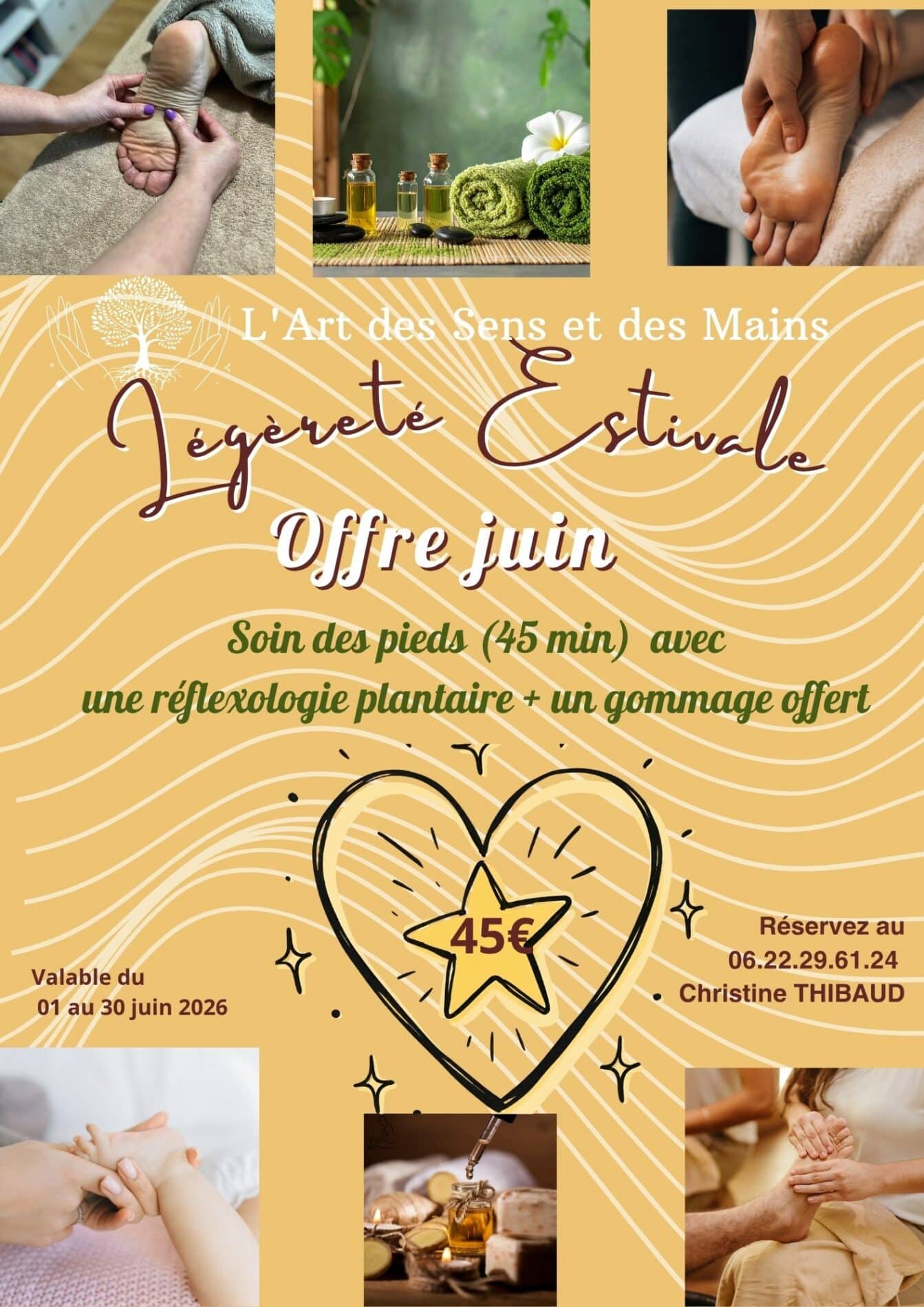Offre juin l'art des sens et des mains, reflexologie plantaire, angoulême charente